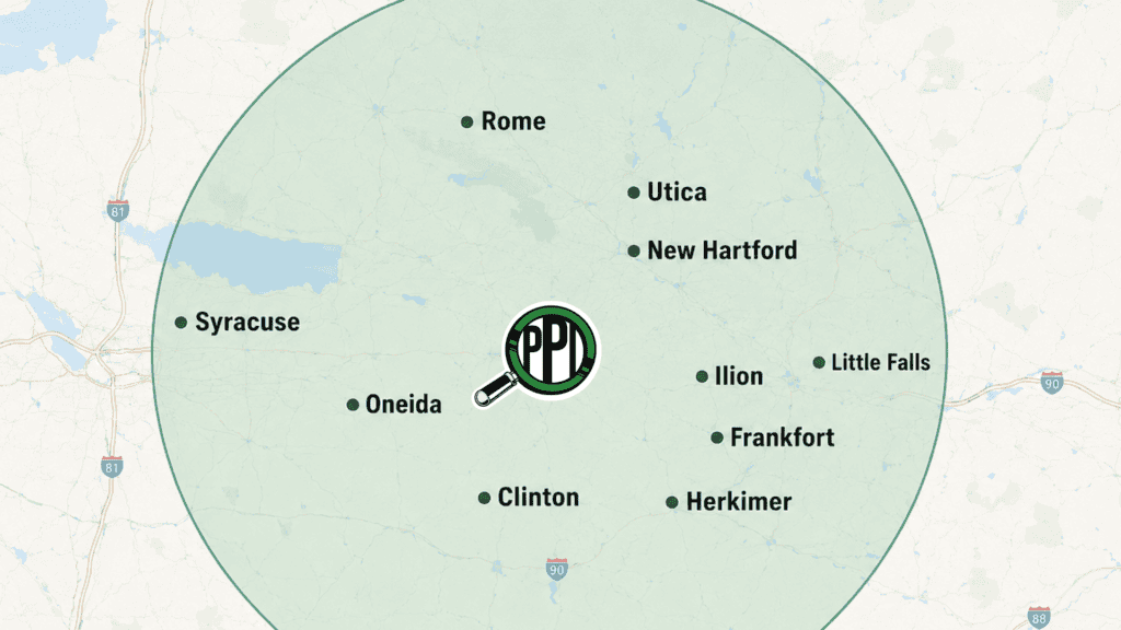 Service area map for Professional Property Inspections, LLC in New York.